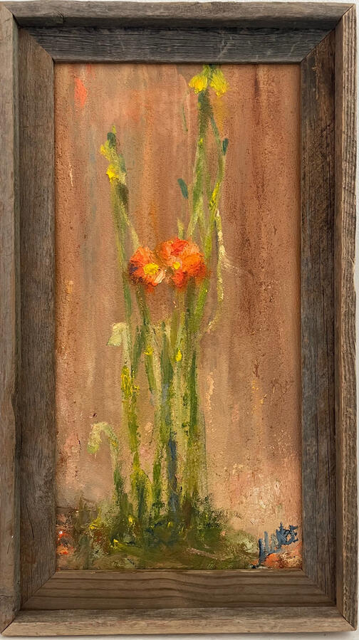 Solitary Adobe Poppies — Oil on wood panel, 20 x 10in. $675