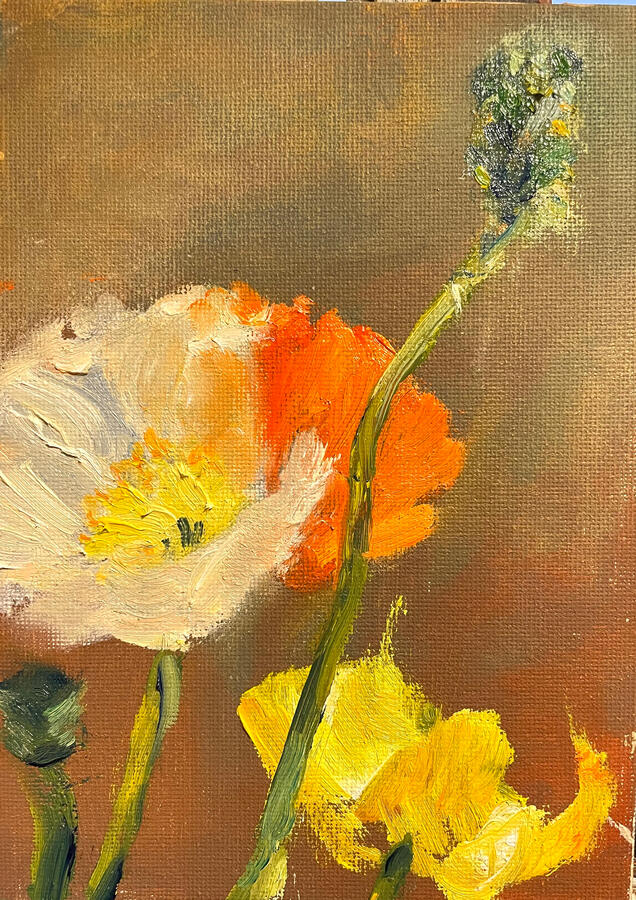 Southwest Poppies — Oil on wood panel, 8 x 6 in. $175