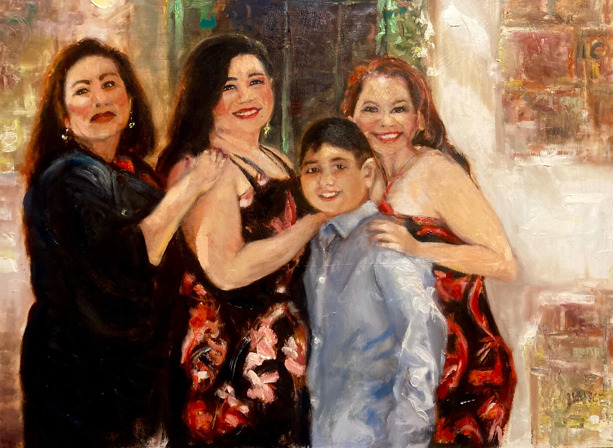 Fiesta Family — Oil on wood panel, 20 x24 in., Private Commission