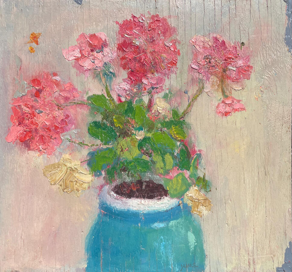 Vase of Mother’s Flowers— Oil on wood panel, 18 x 18 in. $695