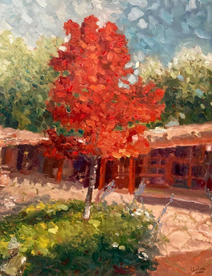 Buddha’s Sacred Tree — Oil on wood panel, 18 x 24 in., $1250
